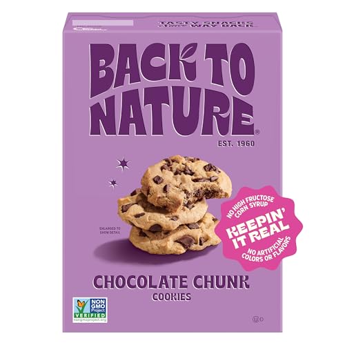 Image of Back to Nature Chocolate Chunk Cookies, Plant-Based, Non-GMO, Made with Wheat Flour, Snack Happy, 7.5 oz Box