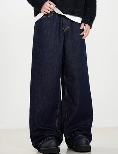 Mens Y2K Hip Hop Skater Jeans Vintage Plain Pants Straight Leg Denim Joggers Aesthetic Jeans Streetwear2