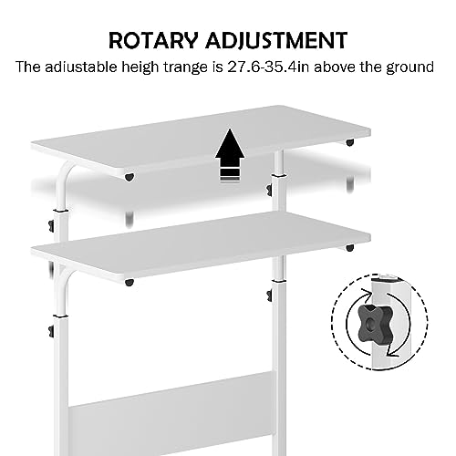 SogesHome Standing Desk Adjustable Height,Portable Laptop Desk with Wheels,Mobile Small Computer Desk,Rolling Home Office Desks (White, 31.5inch*15.7inch) by SogesHome - Image 4