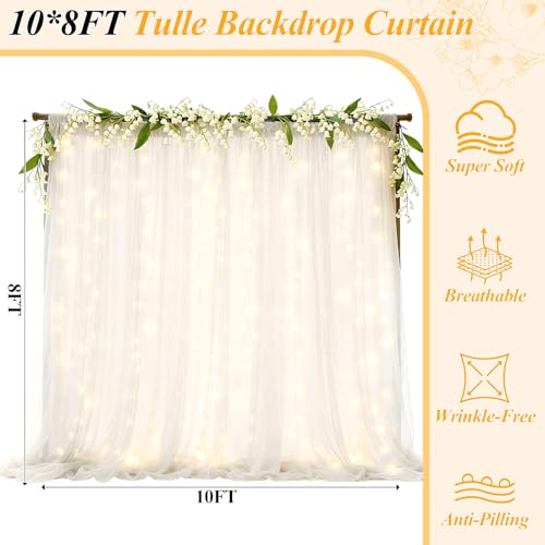 Ledido Cortina Fondo Tul 10x8ft con Luces 300 LED Blanca miniatura 2