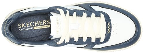 Skechers Women's Jade - Best in Class Leather Lace-Up Sneakers with Memory Foam, White/Navy, 5.5