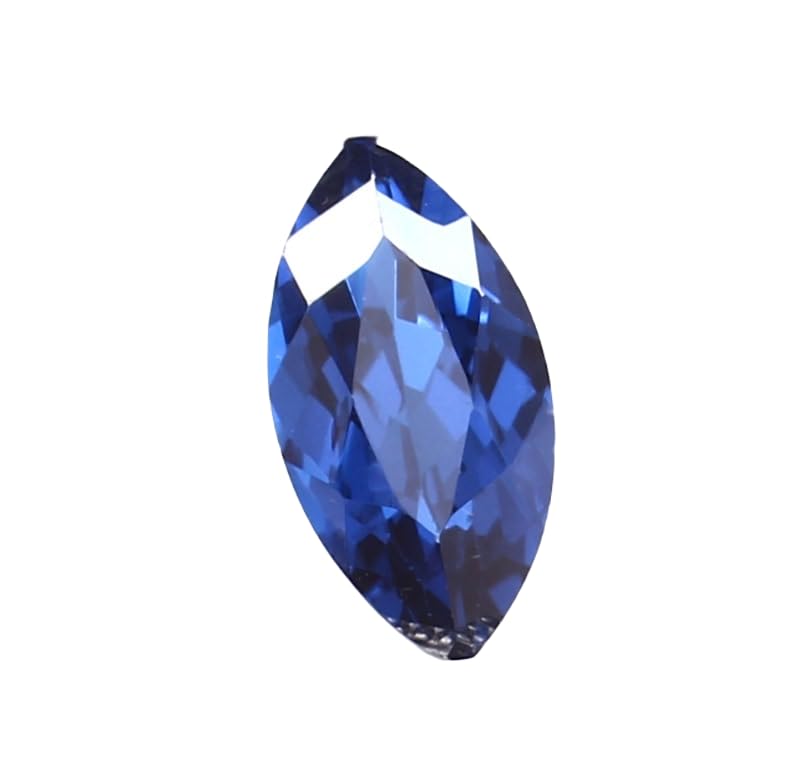 Saphir bleu bleuet d'exception 14 x 7 mm, gemme naturelle facettée de prestige
