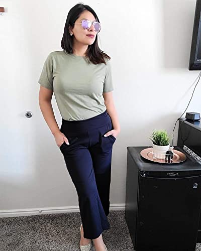 Image of G4Free Capri Pants for Women Wide Leg Yoga Dress Capris with Pockets Cross Loose Casual Work Crop Pants