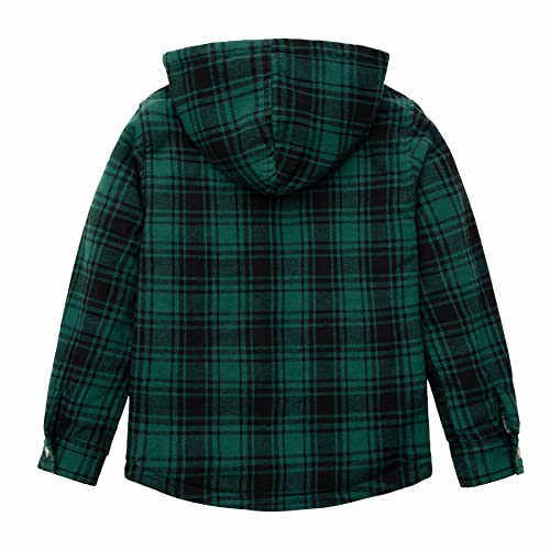 Image of ThCreasa Boys Plaid Flannel Jackets Sherpa Lined Zip Up Long Sleeve Warm Flannel Shirt with Hood