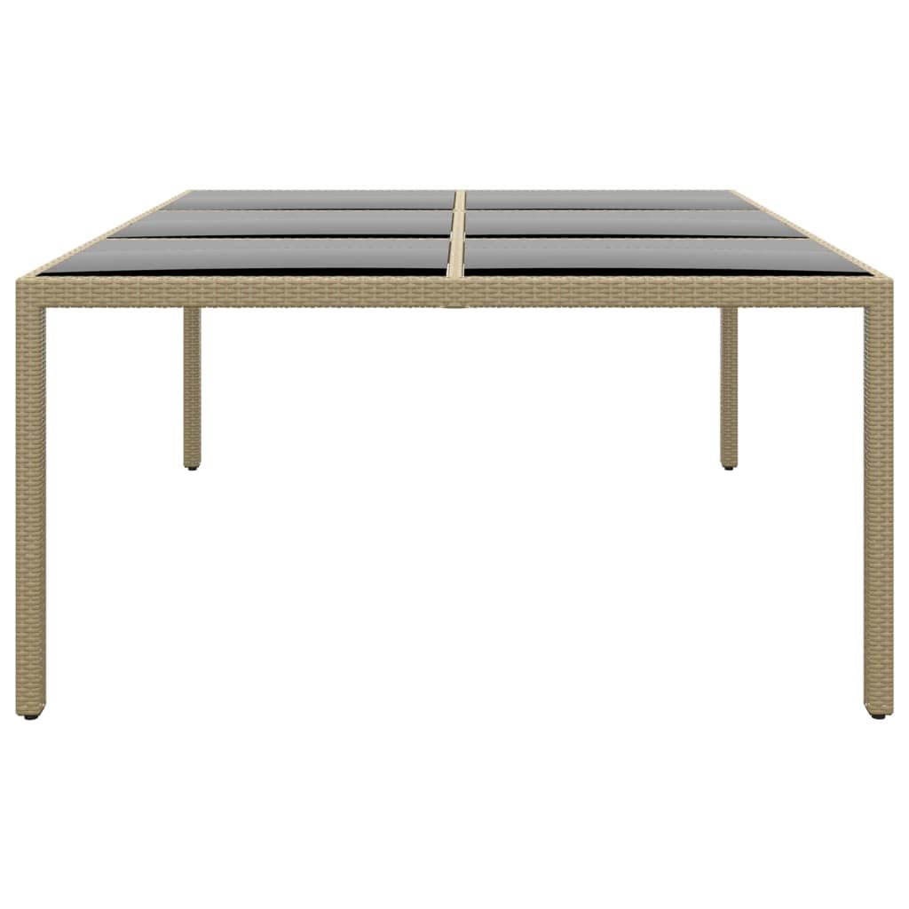 Stół ogrodowy 200 x 150 x 75 cm z polirattanu i szkła hartowanego z malowaną proszkowo stalową ramą, stabilny stół na taras i do ogrodu, łatwy w pielęgnacji i wytrzymały