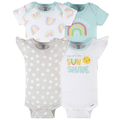 Image of Gerber baby-girls 4-pack Short Sleeve Onesies Bodysuits