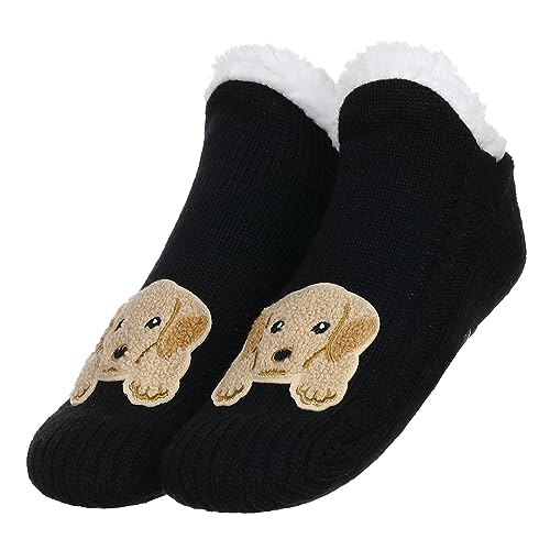 Image of ZYZX Cute Dog Slipper Socks for Women with Grips,Fuzzy Socks Indoor