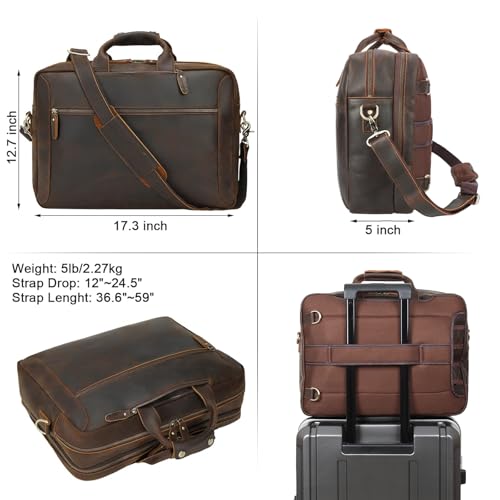TIDING Leather Convertible Briefcase Backpack