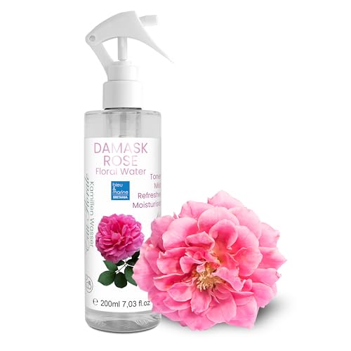 Hidrolato de Rosa Bio, Agua Floral Organica, Rosa de Bulgaria, Tónico y Limpiador Facial, 100% Natural, Hidratante, Calmante Piel Iritada, Antiedad Piel Madura, Refrescante 200 ml