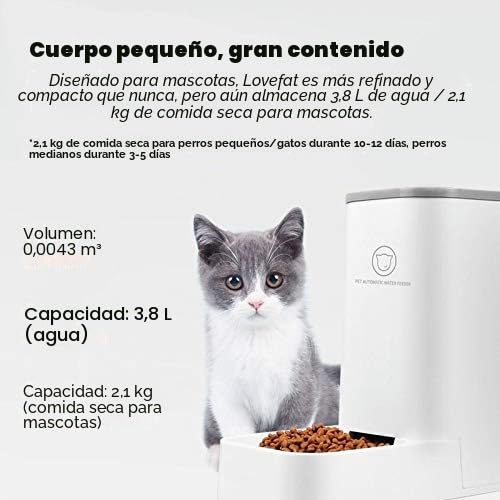 Dispensador de Alimentos/Agua Fuente Automática- 3.8X Piezas- Alimentación para Perros/Gato/Accesorios Cuenco para Animales Domésticos BPA Free