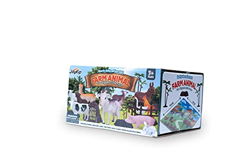 JoyKip Bauernhoftiere Spielfiguren Set mit Spielmatte für Kinder ab 3 Jahren, Spielzeug Figuren- Hund, Pferd, Lama… – Bild 7
