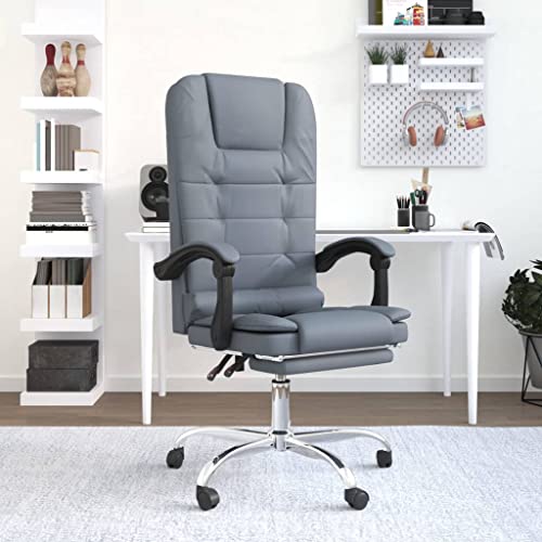Chaise de bureau avec fonction massage gris foncé pour le télétravail à la maison