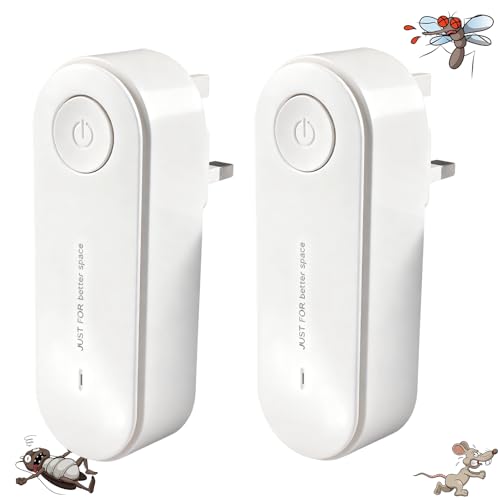 2Pack Dust Mite Controller Ultrasonic Repeller Repellent Plug in Dustmite Killer for Breathing Asthma Allergies and Eczema Problems Natural Aid Totally Safe to Humans Pets