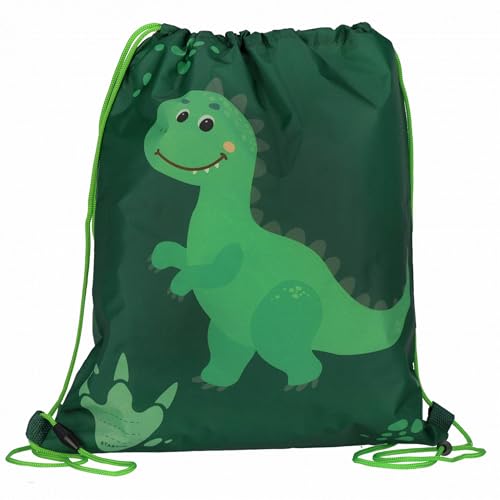Bolsa de Zapatos Verde, educación física, Mochila Escolar Dinosaurio para niño 32x38 cm Bolsa de Gimnasia Infantil Mochila con Cordón Bolsa de Deporte niño niña (Dinosaurio)