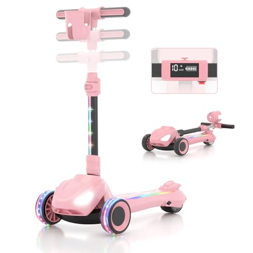 SIMATE Electric Scooter for Kids Ages 3-12, 3 Adjustable Heights, Foldable & LED...