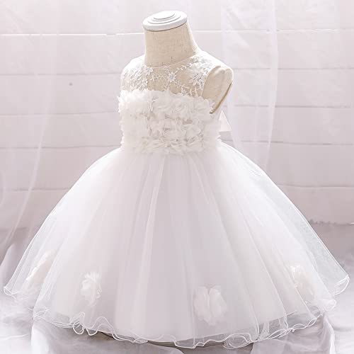TUIJI 6M-6T Toddler Girl Tulle Sleeveless Bow Princess Party Wedding Pageant First Birthday Party Lace Dress3