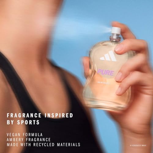 Image of adidas Pure Eau de Toilette, 50ml / 1.7fl oz. (pack of 1), Notes of Cocoa, Pear and Benzoin, Fragrance for Women, Long Lasting, Sporty Fragrance, Travel Size