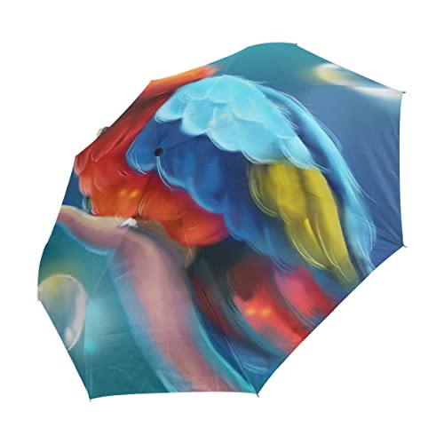 Parapluie automatique contre le vent et les UV avec motif oiseau