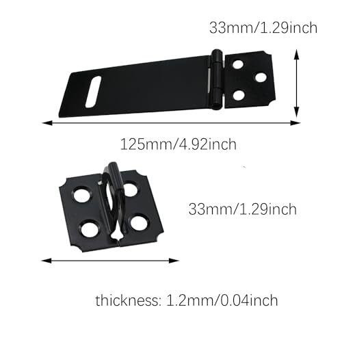 Image of 4PCS Door Sliding Latch Lock Painted Iron Lock 4 Inch Black Padlock Hitch with Screw for Cabinet and Box and Door