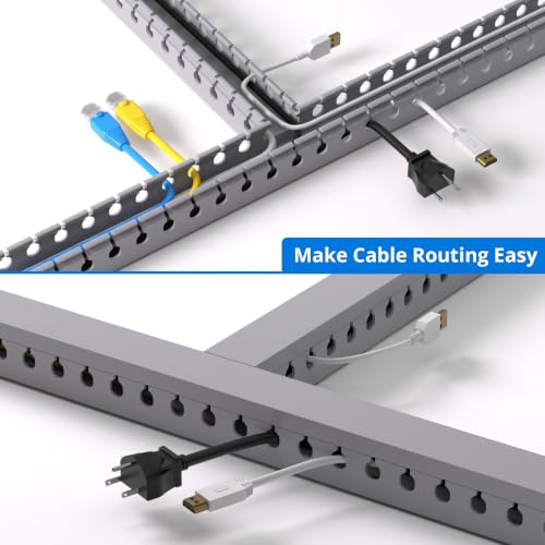 Image of 1.2 inchH x 1.2 inchW Cable Raceway, 12ft Under Desk Wire Management Channel, Grey