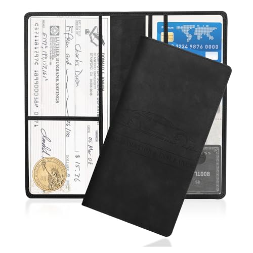 Car Registration and Insurance Holder PU Leather Car Glove Box Organizer Car Document Holder for ID Drivers License (Black)