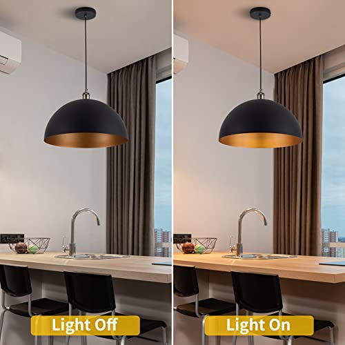 Yhanfengcy A901-2 Vintage 2 Pendant Light,Industrial Pendant Light,17.72 Inches Large Diameter, Line Length 78.74 Inch Black And Gold Pendant Light, Widely Used In The Kitchen Island thumb #2