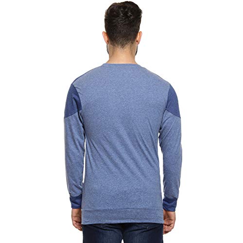 Image of CAHOOT Men's Blue and Mint Ombre Henley Neck Short Sleeve Regular Fit T Shirt for Regular Wear