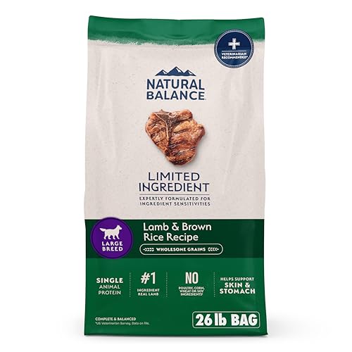 Natural Balance Limited Ingredient Large Breed Adult Dry Dog Food with Healthy Grains, Lamb & Brown Rice Recipe, 26 Pound (Pack of 1)