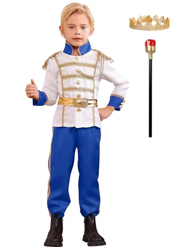 EFOGEP Jungen Prinz Charming Kost�m: Kind mittelalterlichen k�niglichen Prinz Cosplay Halloween Karneval lange �rmel Jacke...