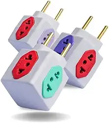 Kit com 03 Adaptador De Tomada Benjamim Power Cubo Com 4 Entradas Multiplicador de Tomadas 10A 20A T - Bivolt 110v 220v - upMoura