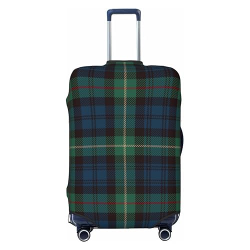 Travel Luggage Cover,Green Blue Plaid Pattern Stretch Suitcase Cover Protector with Zipper Closure For 18-32 Inch Luggage