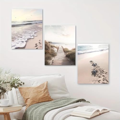 Affiche tortue de plage et paysage côtier 60x80 cm pour sublimer votre salon