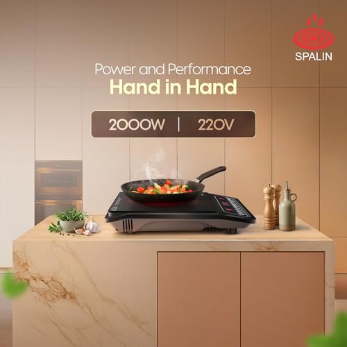 Image of A8 Induction Cooktop 2000W | Crystal Glass Top | Touch Control Panel | 5 Preset Cooking Modes | Fast Heating & Energy Efficient | (Black, Induction Touch Control Panel)