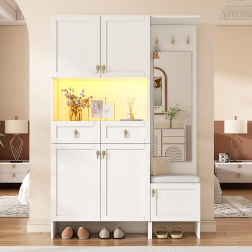 Merax Garderobenschrank, Flurgarderobe mit Schuhbank...