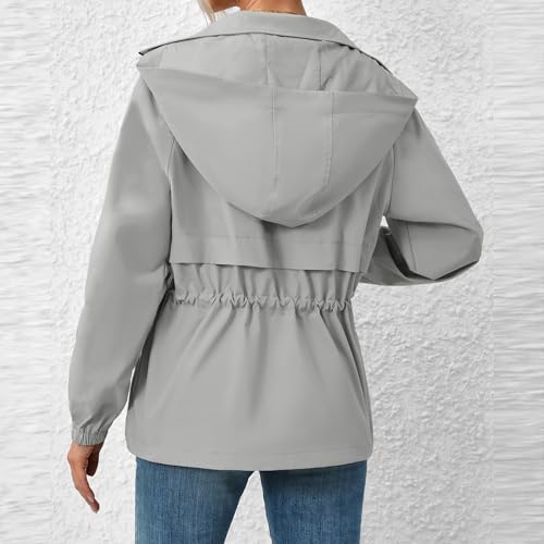 Rain Coats for Women Waterproof with Hood Long Sleeve Lined Windbreaker Jackets Casual Lightweight Travel Rain Jacket3