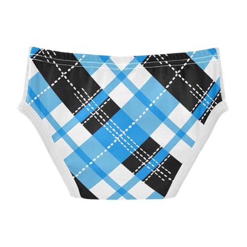 KLL Buffalo Plaid Blue Black Toddler Boys' Pure Cotton Nighttime Underwear Breathable Undies2