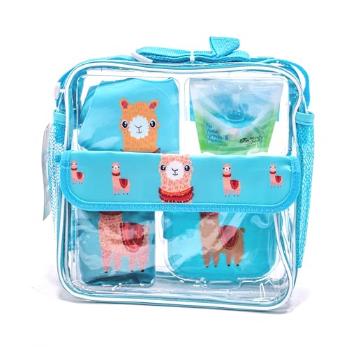 Refresh-a-Baby Feeding Essentials Kit for Feeding on The go Includes: Universal Bottle Top Adaptor Resealable Container Silicone Bib Clear Travel Bag & More (Llama Love)