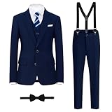 BOLADA Boys' Suit Dark Blue Slim fit Navy Suits for Kids Formal Classic 6 Piece Big Boys Tuxedos Teen Youth Size 8