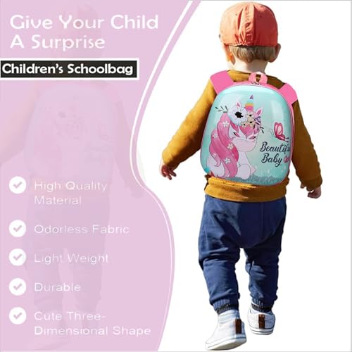 Image of BabyMoon Eggshell Multipurpose Kids Backpack | Children's School Bag for Boys & Girl's | Kids Travel Backpack | Unicorn Blue