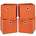 i BKGOO - Set di 4 contenitori pieghevoli in tessuto, con occhielli rotondi in metallo, per organizzare lo scaffale della stanza dei bambini, armadio, colore: arancione