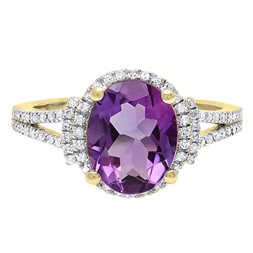 Dazzlingrock Collection 10x8mm Oval Gemstone & Round White Diamond Split Shank Halo Engagement Ring for Women in 14K Solid Gold3