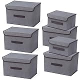 7Pcs Cajas de Almacenamiento con Tapa - 5 Grandes + 2 Moderado Caja Organizadora para Ropa Plegable y Reutilizable, Cajas...