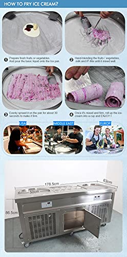 Kolice CE-Zertifikat Instant Snack Food Carts Doppelrunde Pfannen Gebratene Eismaschine Rolleismaschine Fry Ice Cream… – Bild 4