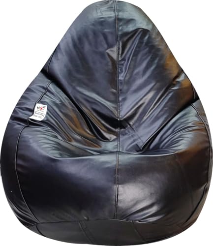 Image of NEXT SPACE Faux Leather Bean Bag Cover XXXL - Oversized Black (Cover Only)