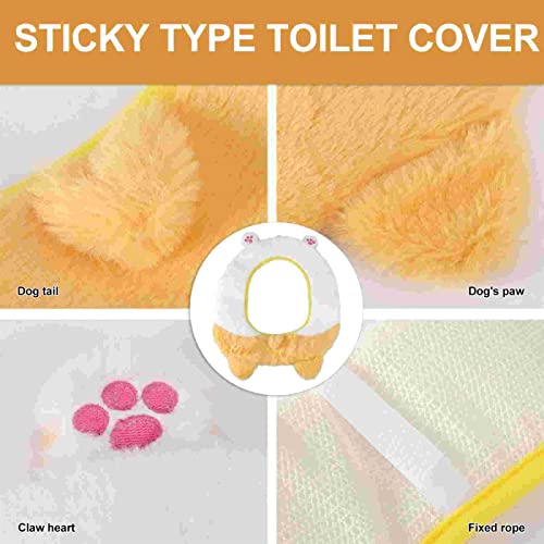 ARSMI 1 Stück Haftentyp Toilettenabdeckung Cartoon Corgi Plüsch Toilettensitzkissen (weiß) Toilleten Sitz – Bild 4