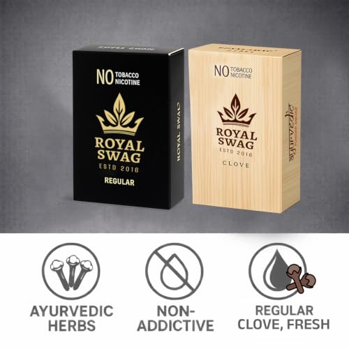 Image of ROYAL SWAG Regular And Clove Flavour Wellness Sticks 10 Sticks Each Pack of 2 Boxes Ayurvedic Herbal Blend Wellness Sticks