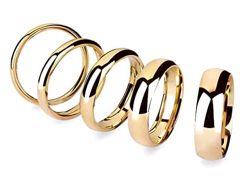14k solid yellow gold classic dome comfort fit wedding band