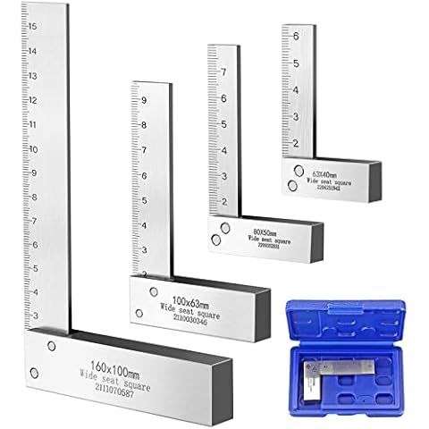 XUNTOP 4PCS Machinist Square 2, 3, 4 and 6 inch Squares Combinations, 90-Degree Right Angle Engineer Set Hardened Angle Ruler Hard Steel Construction Ideal for Precision Layout and Measurement Work Cover