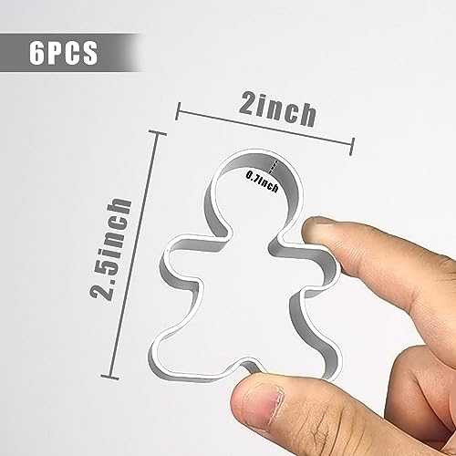Bilipala 6 Pieces Metal Gingerbread Man Cookie Cutter Christmas Lebkuchen Cookie Molds thumb #1