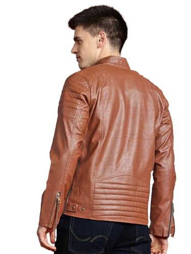 Image of Men's Genuine Leather Jacket for Men Women Stylish Casual Biker Jacket Premium Soft Leather Regular Fit Zip Closure Winter Fashion Outerwear for Travel Party Office Riding (S - XXl)